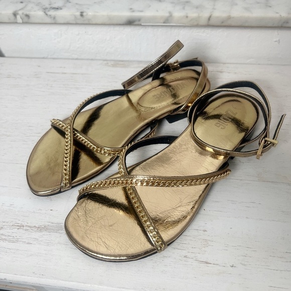 NEW Zadig & Voltaire Gold Leather Sandals - Picture 2 of 7